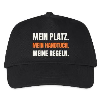 Sauna Humor: Mein Platz, mein Handtuch - Kinder Basecap - Schwarz - Vorne