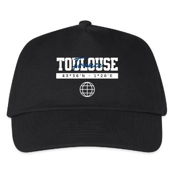 Toulouse Frankreich Koordinaten Reise Souvenir - Kinder Basecap - Schwarz - Vorne