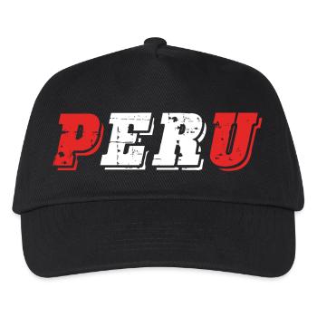 Peru Fußball Geschenk Fan Weltmeisterschaft - Kinder Basecap - Schwarz - Vorne