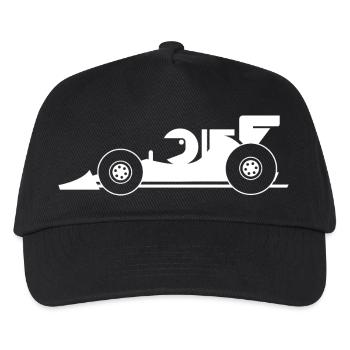 Racing Formel Auto comic cartoon Rennauto Team - Kinder Basecap - Schwarz - Vorne
