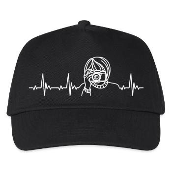 photographer heartbeat with photo camera - Kids’ Baseball Cap - black - Front