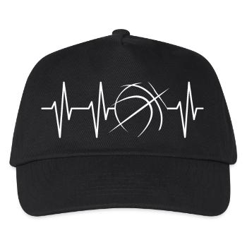 Basketball Herzschlag Symbol Puls Streetball lines - Kinder Basecap - Schwarz - Vorne