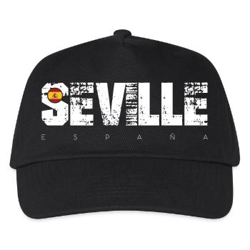 Seville Distressed Typography with Flag - Kids’ Baseball Cap - black - Front