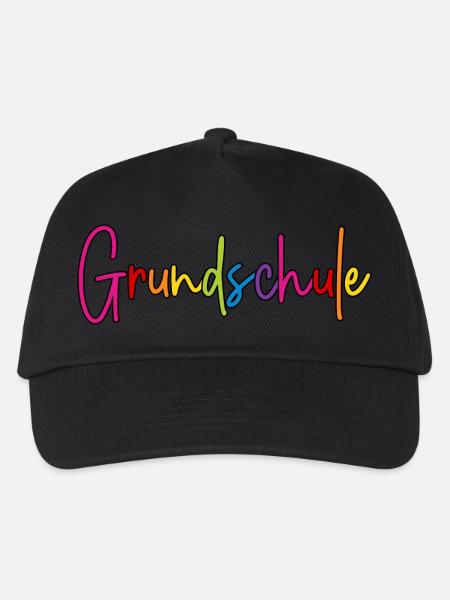 Grundschule Schrift bunt Regenbogen Farben - Kinder Basecap - Schwarz