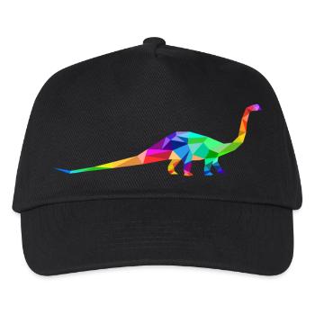 Bunter Langhals Dinosaurier aus Polygonen  - Kinder Basecap - Schwarz - Vorne