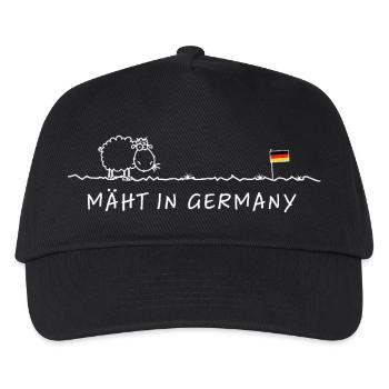 Mäht in Germany – Made in Germany Schaf Wortspiel - Kinder Basecap - Schwarz - Vorne