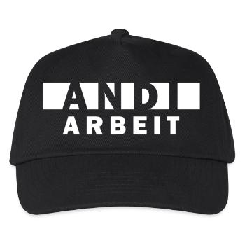 Andi Arbeit – Lustiger Namensspruch Andreas Andrea - Kinder Basecap - Schwarz - Vorne