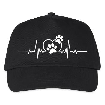 Pfotenabdrücke Herzschlag-Design - Kinder Basecap - Schwarz - Vorne