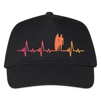 Surf Sunset Heartbeat Surfer Gift - Kids’ Baseball Cap - black - Front