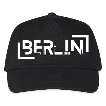 Berlin Design mit Ikonischen Wahrzeichen Souvenir  - Kinder Basecap - Schwarz - Vorne
