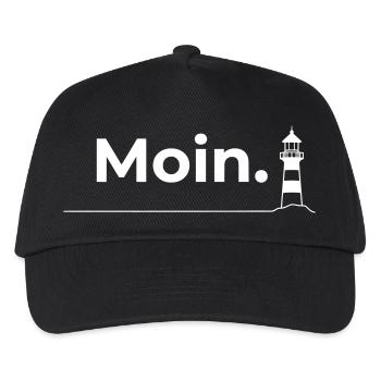 Moin Leuchtturm – Minimalistisches Nordsee Design - Kinder Basecap - Schwarz - Vorne