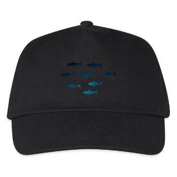 Fischschwarm / Fisch T-Shirt - Kinder Basecap - Schwarz - Vorne