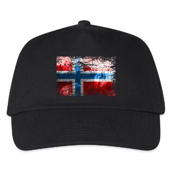 Norwegische Flagge - Kinder Basecap - Schwarz - Vorne