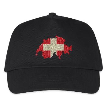Swiss flag glitter home tradition card - Kids’ Baseball Cap - black - Front
