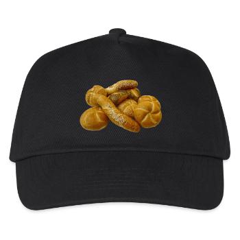 brot broetchen crossaint baecker baguette bread bu - Kinder Basecap - Schwarz - Vorne