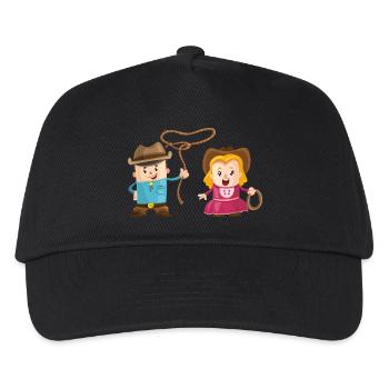Cowboy mit Mädchen - Kinder Basecap - Schwarz - Vorne