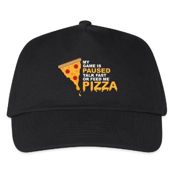 Game Is Paused Pizza Gaming Funny - Kids’ Baseball Cap - black - Front