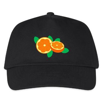 Orange Obst Frucht Frisch Gesund Geschenkidee - Kinder Basecap - Schwarz - Vorne