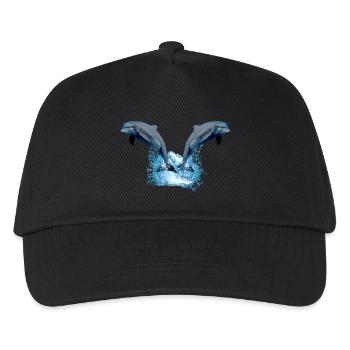 2 dolphins jumping out of the water - Kids’ Baseball Cap - black - Front