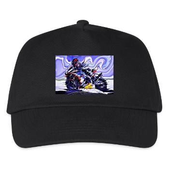 Full Speed On Two Wheels color - Kids’ Baseball Cap - black - Front