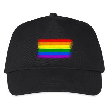 Gaypride Flagge Regenbogen LGBT Geschenkidee Homo - Kinder Basecap - Schwarz - Vorne