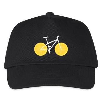 Frucht Fahrrad Zitrone Limette Orange / Geschenk - Kinder Basecap - Schwarz - Vorne