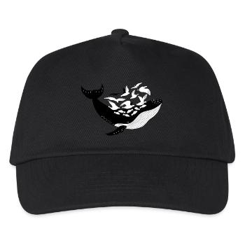 Wal mit Fischen und Möwen maritime Illustration - Kinder Basecap - Schwarz - Vorne
