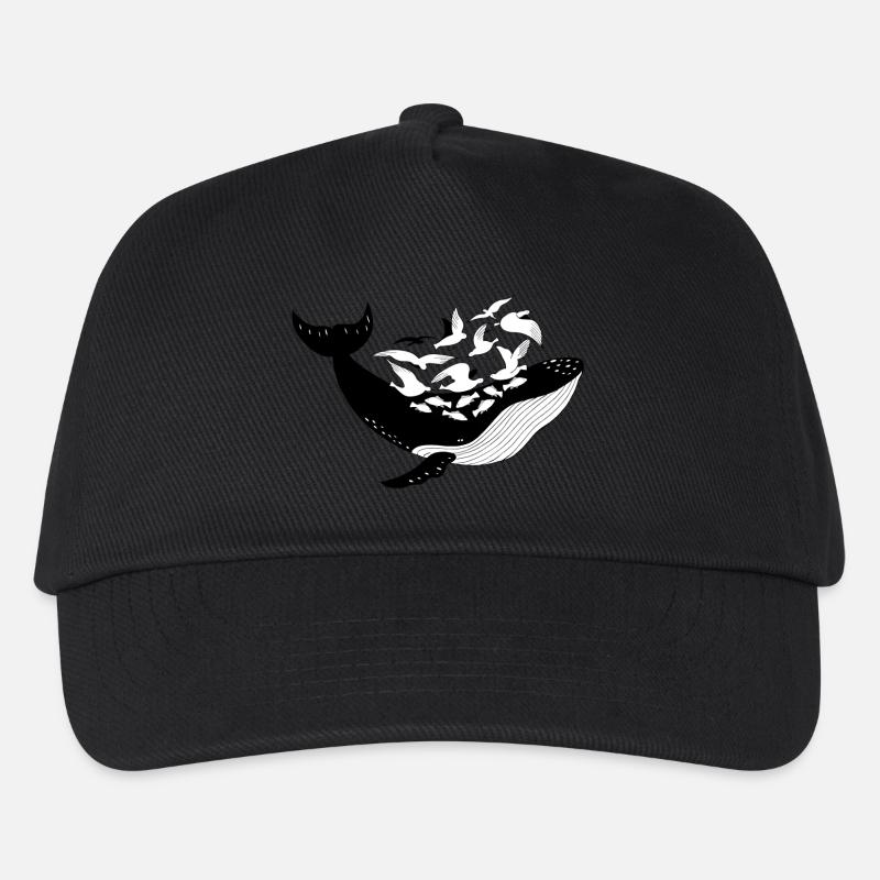 Wal mit Fischen und Möwen maritime Illustration - Kinder Basecap - Schwarz