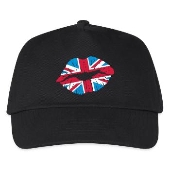 Kussmund (Vereinigtes Königreich / Union Jack) - Kinder Basecap - Schwarz - Vorne
