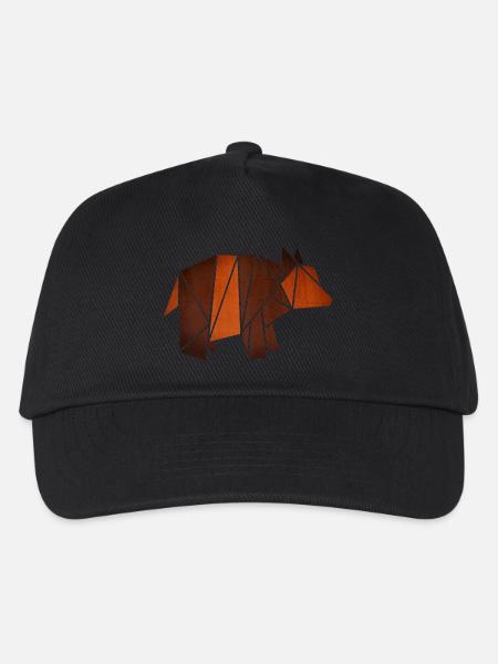Origami: Bär (Pergament-Optik) - Kinder Basecap - Schwarz