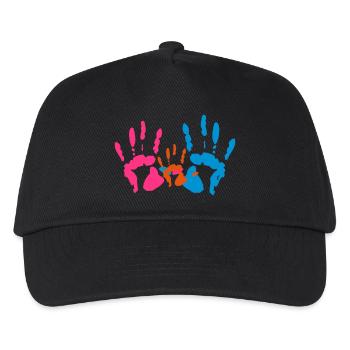 Handabdruck - Familie - Kinder Basecap - Schwarz - Vorne