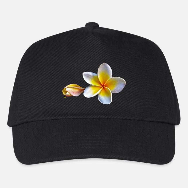 Weisse plumeria oder Frangipani Blume - Kinder Basecap - Schwarz