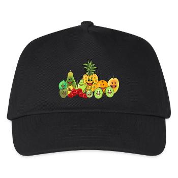 Obst Früchte Frucht Vegan Veganer Speise Sommer - Kinder Basecap - Schwarz - Vorne