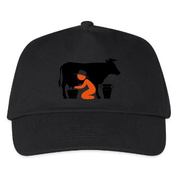 Bauer beim Melken einer Kuh - Kinder Basecap - Schwarz - Vorne