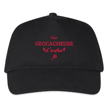 Geocaching / Geocacher / Kompass / Wald - Kinder Basecap - Schwarz - Vorne