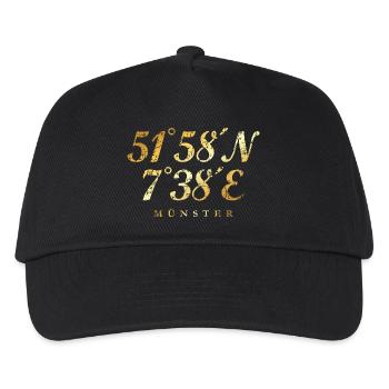 Münsteraner Koordinaten Münster (Vintage/Gelb) - Kinder Basecap - Schwarz - Vorne