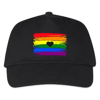 Rainbow flag heart LGBT Gay Pride - Kids’ Baseball Cap - black - Front