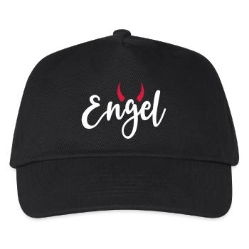 Engel Teufel Hörner Bengel launisch frech - Kinder Basecap - Schwarz - Vorne
