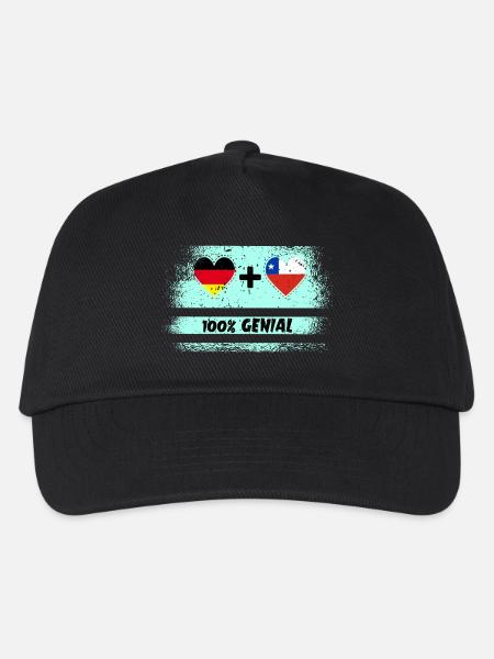 Deutschland und Chile 100% Genial / Geschenk - Kinder Basecap - Schwarz
