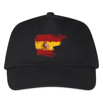 Spain Flag Brushstroke Crest - Kids’ Baseball Cap - black - Front