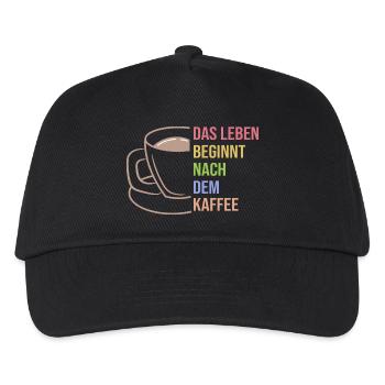 Kaffee Trinken Koffein Kaffeetasse Statement - Kinder Basecap - Schwarz - Vorne