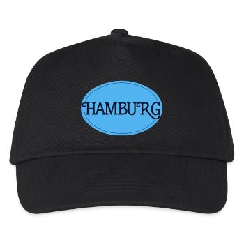 Hamburg Retro Schriftlogo Blau Oval - Kinder Basecap - Schwarz - Vorne