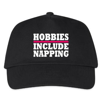 Hobbies include napping - Kids’ Baseball Cap - black - Front