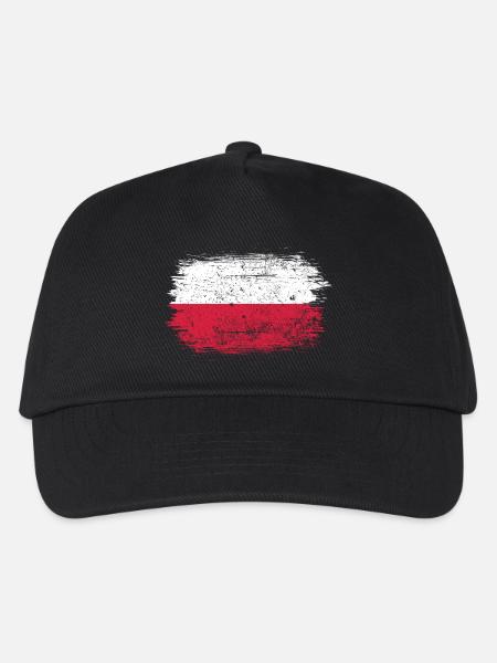 Polish Flag Brush Stroke - Kids’ Baseball Cap - black