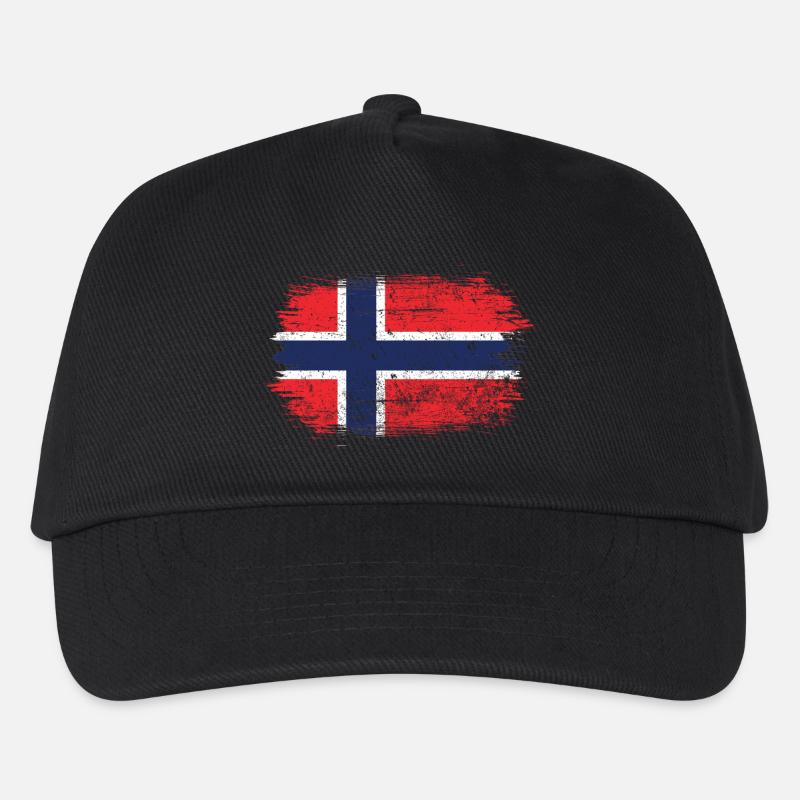 Norwegische Flagge Pinselstrichkreuz - Kinder Basecap - Schwarz