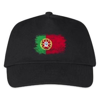Portugiesische Flagge Pinselstrichkunst - Kinder Basecap - Schwarz - Vorne
