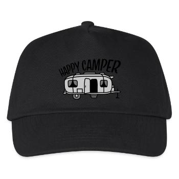 Happy Camper Camping Wagen - Kinder Basecap - Schwarz - Vorne