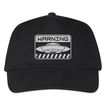 Schild Warning UFOs Untertasse - Kinder Basecap - Schwarz - Vorne