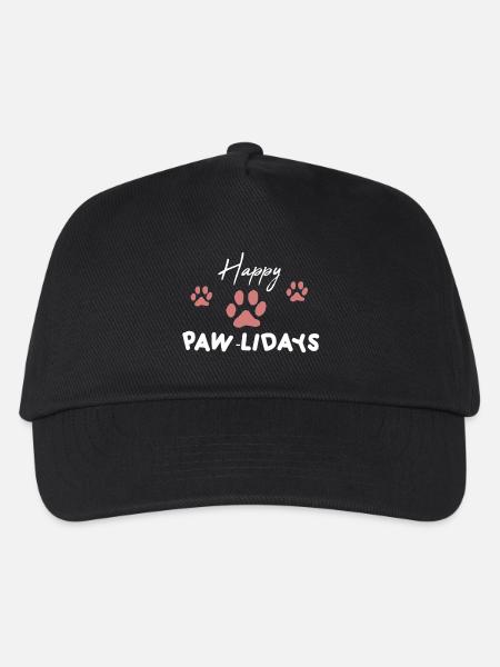Happy Pawlidays Lustige Weihnachten - Kinder Basecap - Schwarz