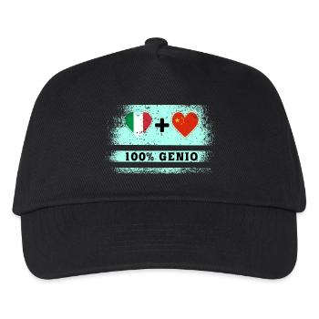 Italien und China 100% geniale Flagge - Kinder Basecap - Schwarz - Vorne